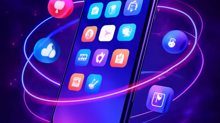 8777 IELTS COM Sleek smartphone floating in space